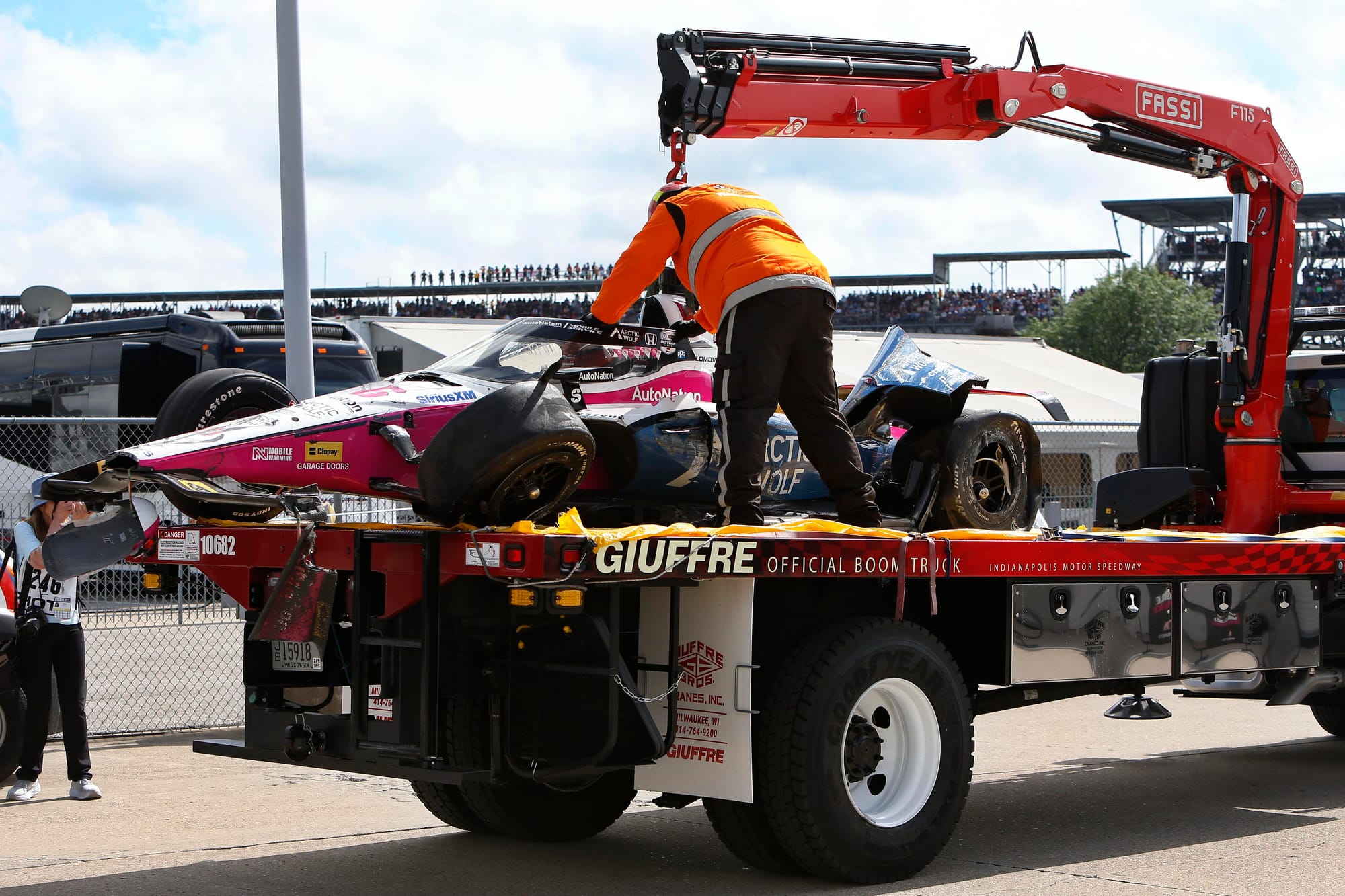 Tom Blomqvist's crashed IndyCar